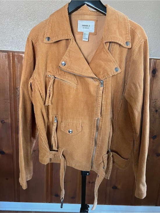 Forever 21 Jackets & Blazers - Forever 21 Corduroy Biker Moto Jacket Tan/Burnt Orange S Small